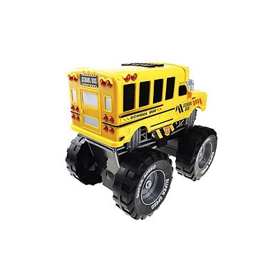 School Bus Monster Truck with Lights and Sounds Toy for Toddlers, Neutral and Girls Ages 3+