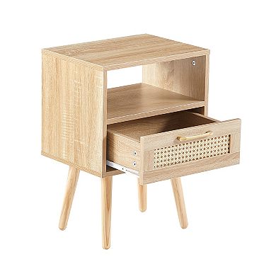 Merax Rattan End table , Modern nightstand