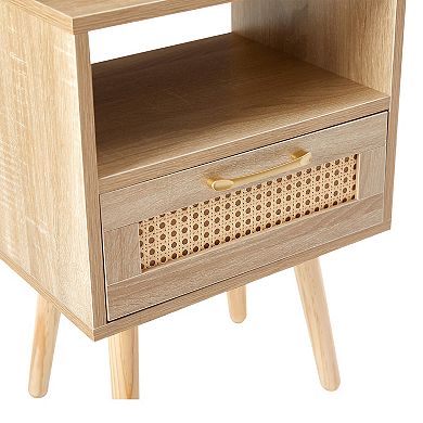 Merax Rattan End table , Modern nightstand