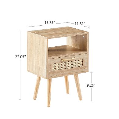 Merax Rattan End table , Modern nightstand