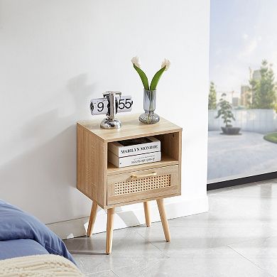 Merax Rattan End table , Modern nightstand