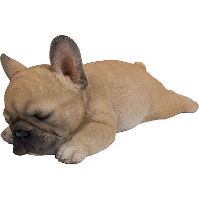 8.5" Tan Brown and White Sleeping Pug Puppy Statue