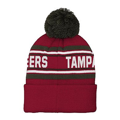 Youth Red Tampa Bay Buccaneers Jacquard Cuffed Knit Hat with Pom