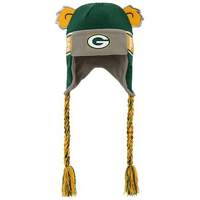 Youth Outerstuff Green Green Bay Packers Wordmark Ears Trooper Knit Hat