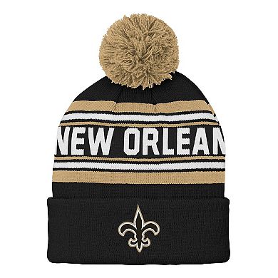 Preschool Black New Orleans Saints Jacquard Cuffed Knit Hat with Pom