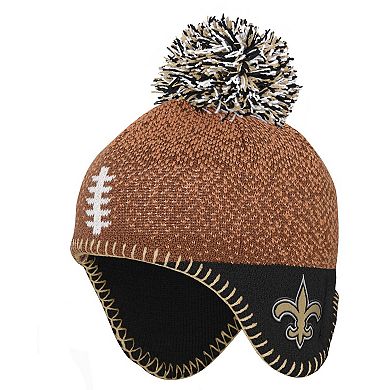 Preschool Brown New Orleans Saints Football Head Knit Hat with Pom
