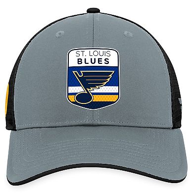 Men's Fanatics Branded  Gray/Black St. Louis Blues Authentic Pro Home Ice Trucker Adjustable Hat