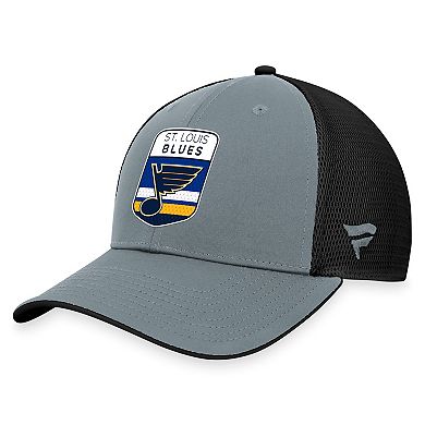 Men's Fanatics Branded  Gray/Black St. Louis Blues Authentic Pro Home Ice Trucker Adjustable Hat