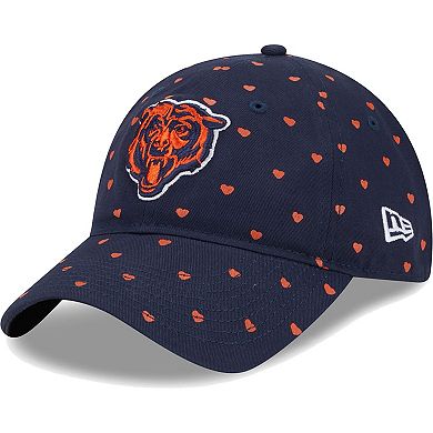 Girls Youth New Era  Navy Chicago Bears Hearts 9TWENTY Adjustable Hat