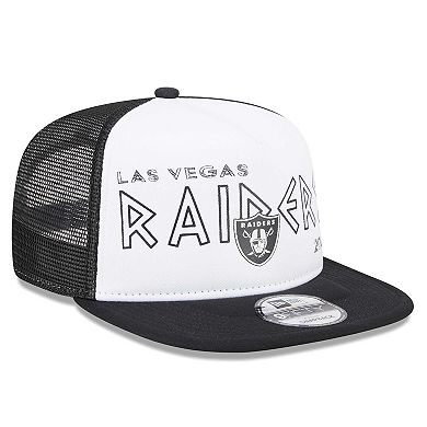 Men's New Era White/Black Las Vegas Raiders Banger 9FIFTY Trucker Snapback Hat