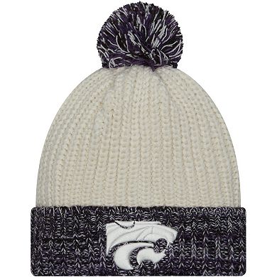 Women's New Era Cream Kansas State Wildcats Fresh Cuffed Knit Hat with Pom