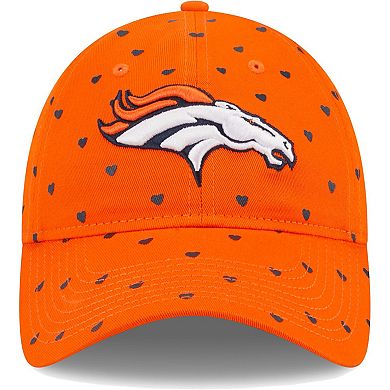 Girls Preschool New Era Orange Denver Broncos Hearts 9TWENTY Adjustable Hat