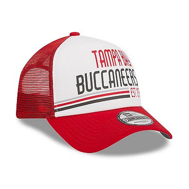 Men's New Era White/Red Tampa Bay Buccaneers Stacked A-Frame Trucker 9FORTY Adjustable Hat