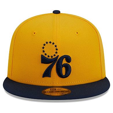 Men's New Era Gold/Navy Philadelphia 76ers Color Pack 2-Tone 9FIFTY Snapback Hat