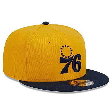 Men's New Era Gold/Navy Philadelphia 76ers Color Pack 2-Tone 9FIFTY Snapback Hat