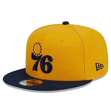 Men's New Era Gold/Navy Philadelphia 76ers Color Pack 2-Tone 9FIFTY Snapback Hat