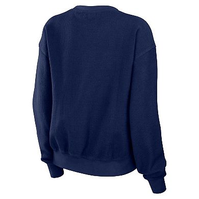 Women's WEAR by Erin Andrews Navy Denver Broncos Vintage Corduroy Pullover Sweatshirt