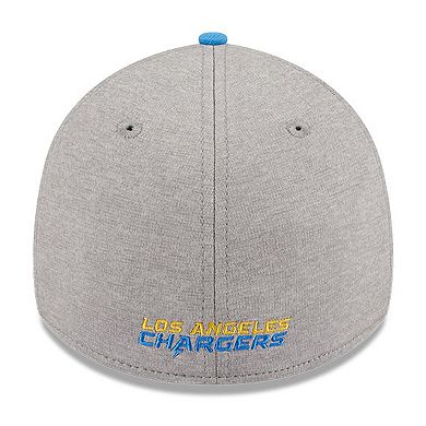 Men's New Era Heather Gray/Powder Blue Los Angeles Chargers Striped 39THIRTY Flex Hat