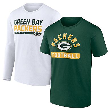 Men's Fanatics Branded Green/White Green Bay Packers Two-Pack 2023 Schedule T-Shirt Combo Set