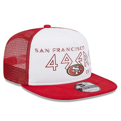 Men's New Era White/Scarlet San Francisco 49ers Banger 9FIFTY Trucker Snapback Hat