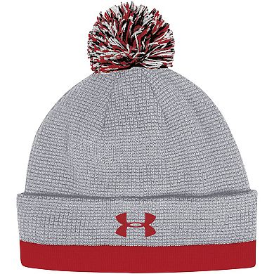 Men's Under Armour Gray Utah Utes 2023 Sideline Performance Cuffed Knit Hat with Pom