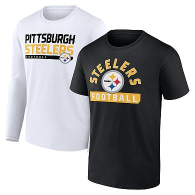 Men's Fanatics Branded Black/White Pittsburgh Steelers Two-Pack 2023 Schedule T-Shirt Combo Set