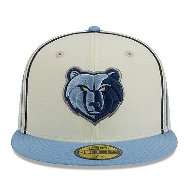 Men's New Era Cream/Light Blue Memphis Grizzlies Piping 2-Tone 59FIFTY Fitted Hat