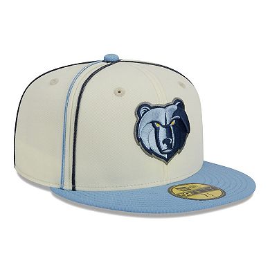 Men's New Era Cream/Light Blue Memphis Grizzlies Piping 2-Tone 59FIFTY Fitted Hat