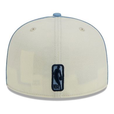 Men's New Era Cream/Light Blue Memphis Grizzlies Piping 2-Tone 59FIFTY Fitted Hat