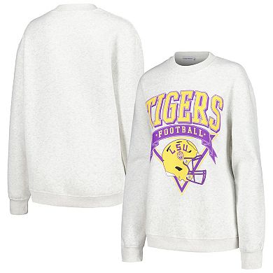 Women's Established & Co. Ash LSU Tigers Logo Pullover Sweatshirt