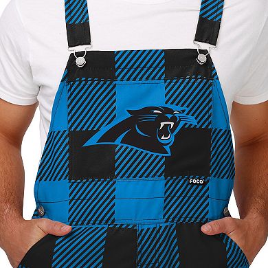Men's FOCO  Blue Carolina Panthers Big Logo Plaid Overalls