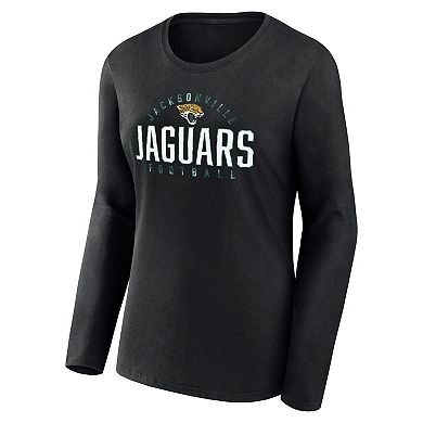 Women's Fanatics Branded Black Jacksonville Jaguars Plus Size Foiled Play Long Sleeve T-Shirt