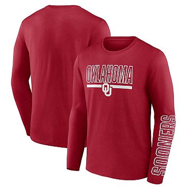 Men's Profile Crimson Oklahoma Sooners Big & Tall Two-Hit Graphic Long Sleeve T-Shirt