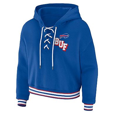 Women's WEAR by Erin Andrews Royal Buffalo Bills Plus Size Lace-Up Pullover Hoodie