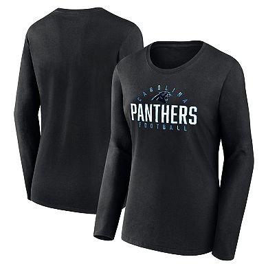 Women's Fanatics Branded Black Carolina Panthers Plus Size Foiled Play Long Sleeve T-Shirt