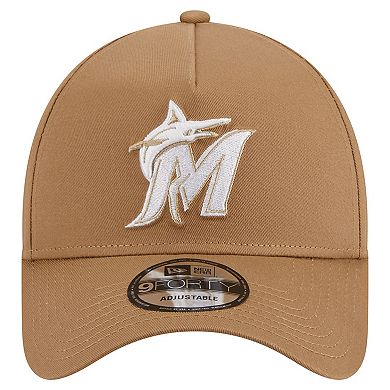 Men's New Era Khaki Miami Marlins A-Frame 9FORTY Adjustable Hat