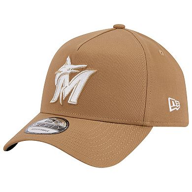 Men's New Era Khaki Miami Marlins A-Frame 9FORTY Adjustable Hat