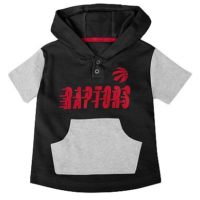 Infant Red/Black/Gray Toronto Raptors Bank Shot Bodysuit, Hoodie T-Shirt & Shorts Set