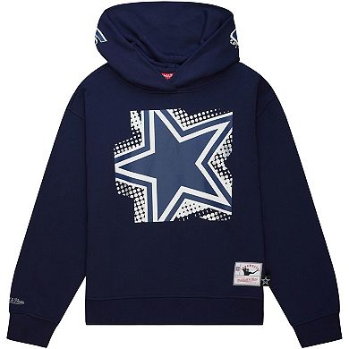 Women's Mitchell & Ness Navy Dallas Cowboys Gridiron Classics Big Face 7.0 Pullover Hoodie