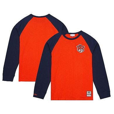 Men's Mitchell & Ness Orange Auburn Tigers Legendary Slub Raglan Long Sleeve T-Shirt