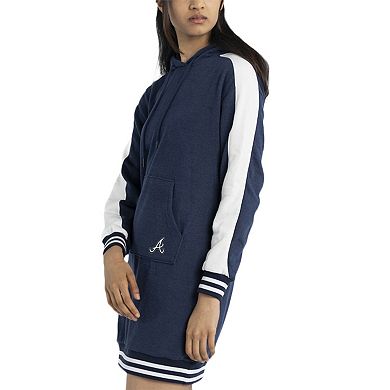 Women's Lusso Navy Atlanta Braves Mara Tri-Blend Hoodie Dress