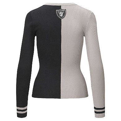 Women's Silver/Black Las Vegas Raiders Cargo Sweater