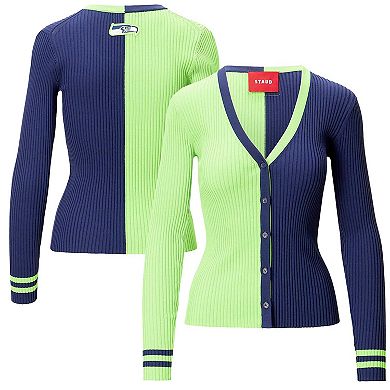 Women's Neon Green/Navy Seattle Seahawks Cargo Sweater