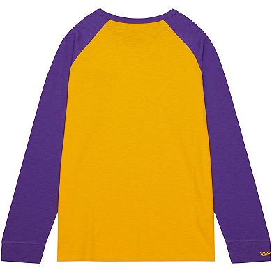 Men's Mitchell & Ness Gold LSU Tigers Legendary Slub Raglan Long Sleeve T-Shirt