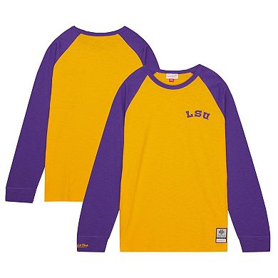 Men's Mitchell & Ness Gold LSU Tigers Legendary Slub Raglan Long Sleeve T-Shirt