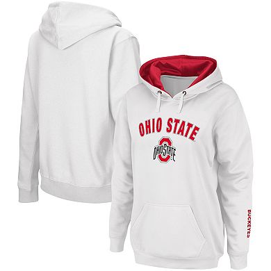 Women's Colosseum White Ohio State Buckeyes Arch & Logo Pullover Hoodie