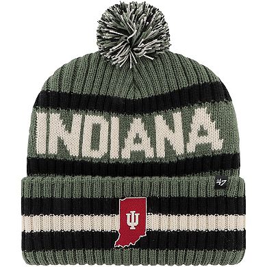 Men's '47 Green Indiana Hoosiers OHT Military Appreciation Bering Cuffed Knit Hat with Pom