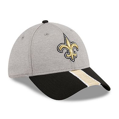Men's New Era Heather Gray/Black New Orleans Saints Striped 39THIRTY Flex Hat