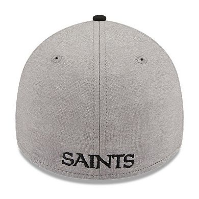 Men's New Era Heather Gray/Black New Orleans Saints Striped 39THIRTY Flex Hat