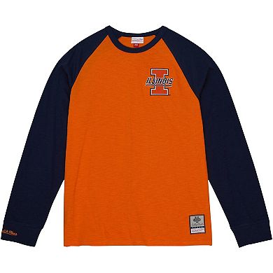 Men's Mitchell & Ness Orange Illinois Fighting Illini Legendary Slub Raglan Long Sleeve T-Shirt